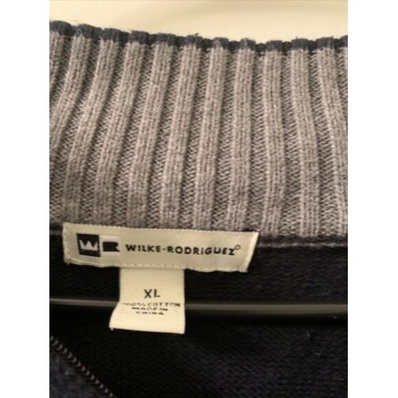 Wilke Rodriguez Men's XL 1/4 Zip Sweater Pullover Navy Blue Collared - Picture 3 of 10